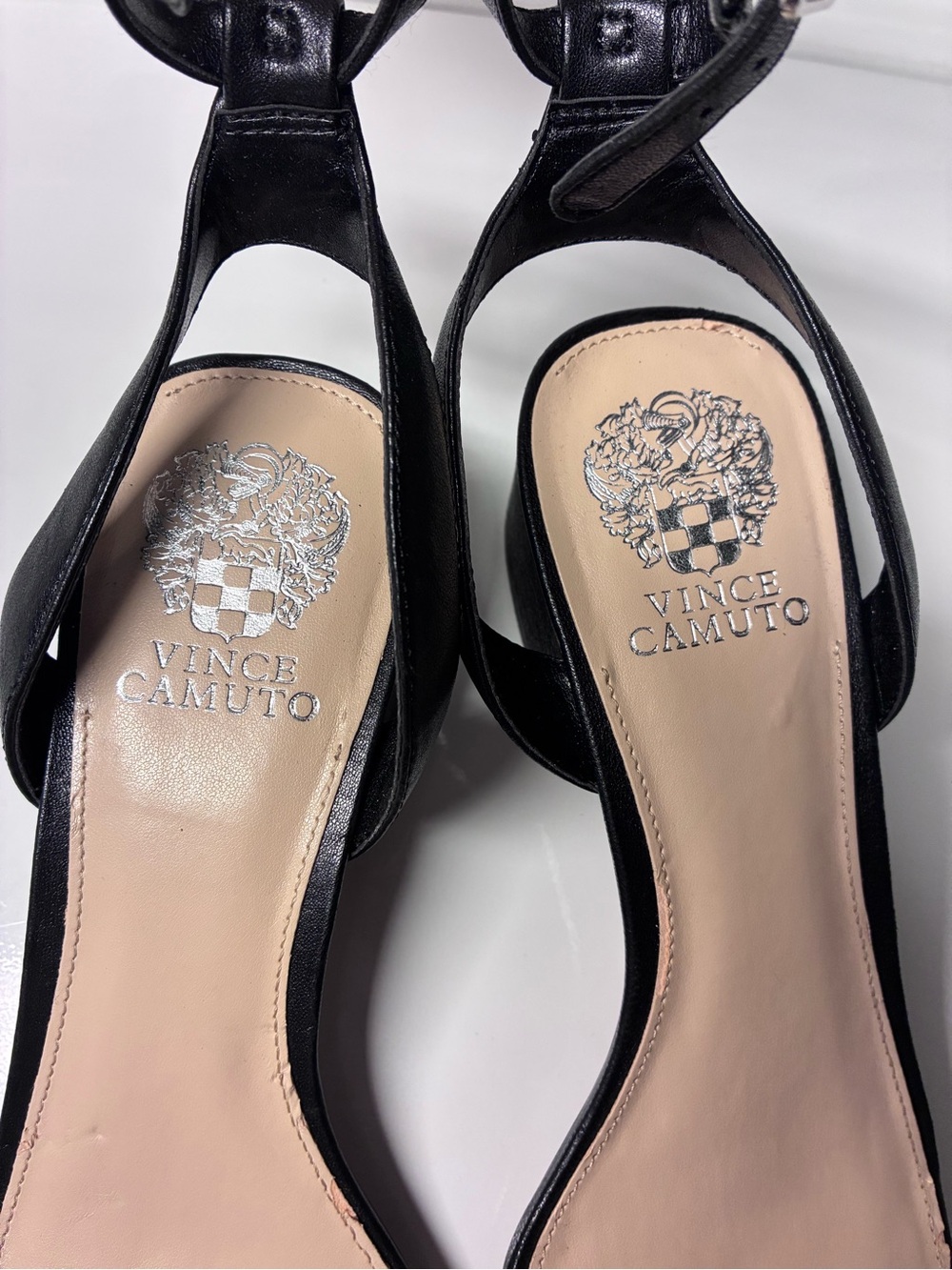 Vince Camuto Black Ankle-Strap Open-Toe Heels